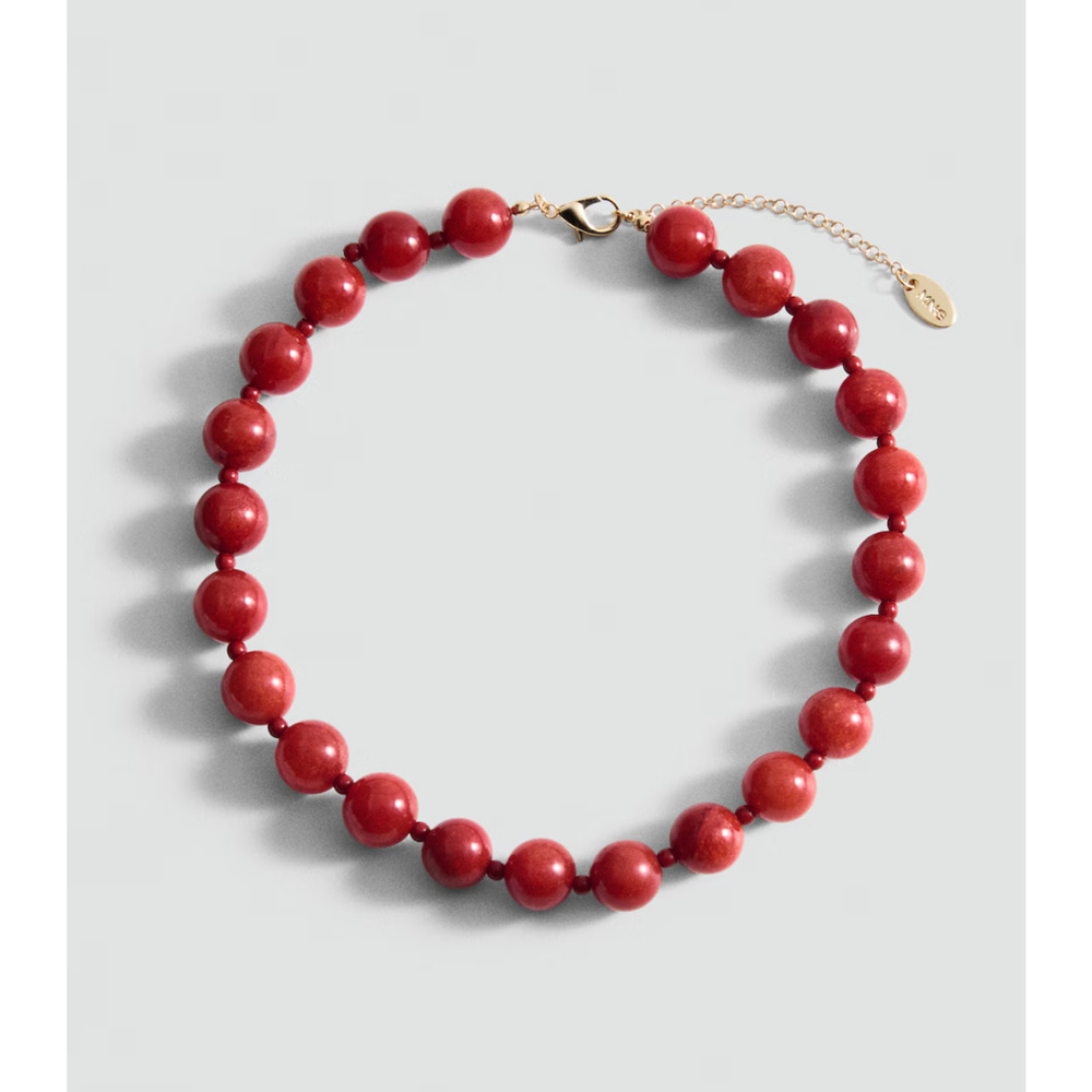 NEW MANGO MNG RED FEDERICA BEAD STONE NECKLACE